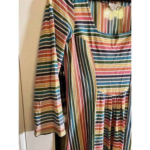 Vtg 70's Ethnic Bohemian Hippy Rainbow Stripe Dress Small Flaw Pls Read. Q - Picture 2 of 10